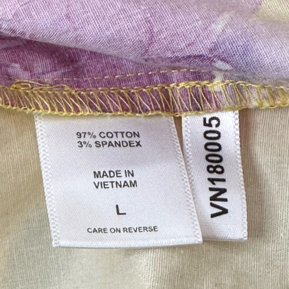 NY & C Madison Bright Floral Button Down Short Sleeve Cotton Shirt size Large - Picture 6 of 6